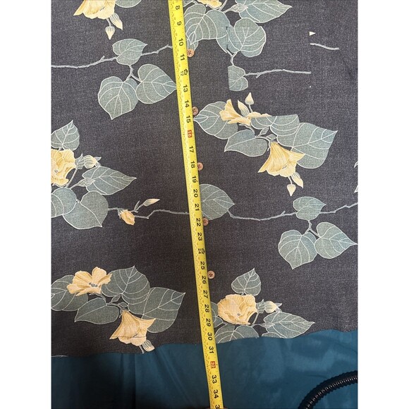 Charcoal Gray / Black TOMMY BAHAMA Silk Buttoned SS Shirt Green Yellow Floral M - Picture 9 of 11